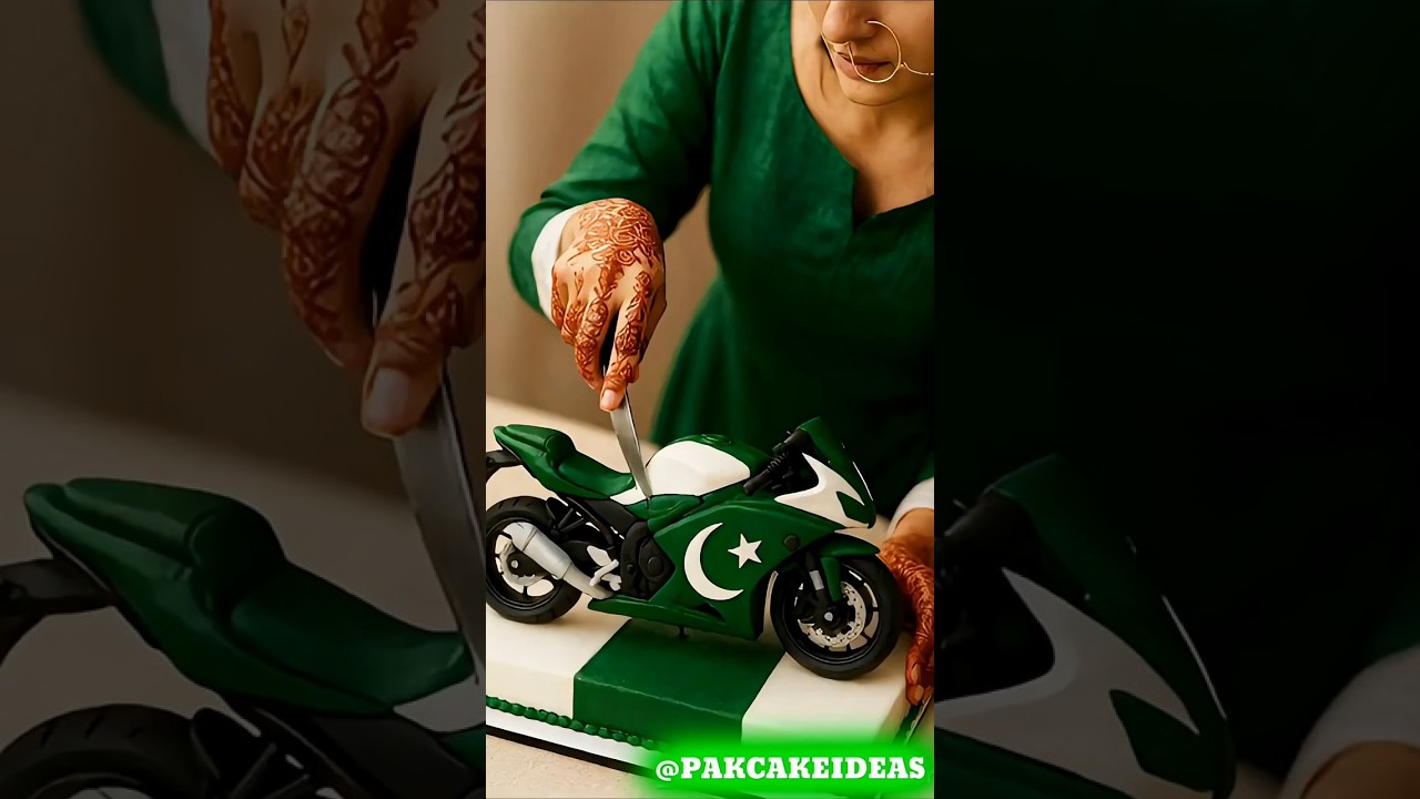 Celebrating Independence Day with New Pakistani motorcycle cake 