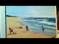 Beach Fun Sand Castles - Palette Knife Brush Oil Painting - Dusan