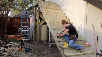 How To Build a Large Outdoor Staircase | DIY Stairs Stringers Risers Railing