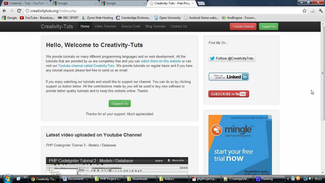 Create a website that hosts Video Tutorials. Channel call