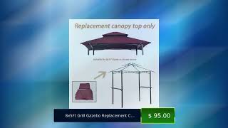 8x5Ft Grill Gazebo Replacement Canopy,Double Tiered BBQ Tent Roof Top Cover XH