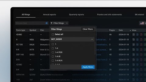 Quotestream - How to use the Filings Module