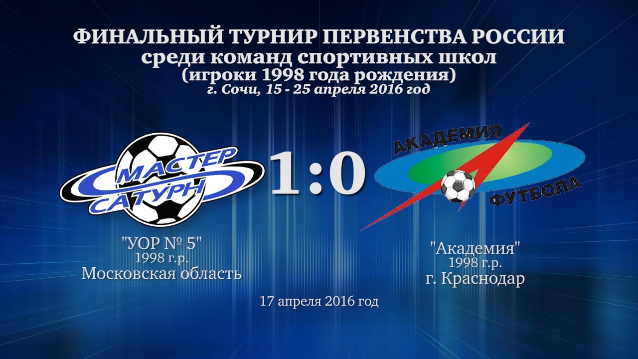 мастер сатурн фк Матч команды 1998 г.р. 17 апреля 2016 год.