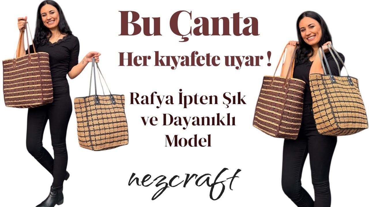 Rafya İpten Şık ve Dayanıklı Örgü Çanta Yapımı | Plaj Çantası Modeli | Crochet Raffia Bag Tutorial