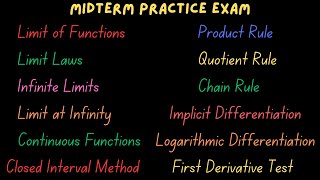 Midterm Practice Exam || Calculus 1
