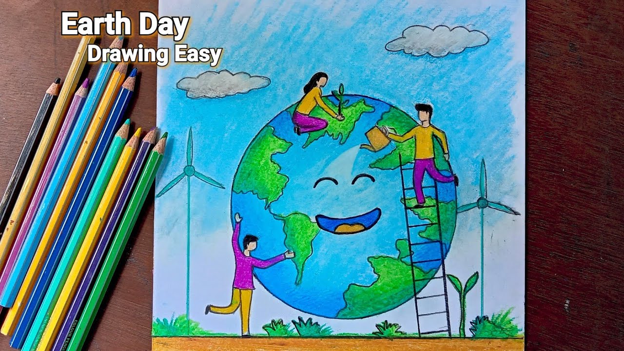 Earth day drawing/earth day drawing oil pastel/earth day drawing ...