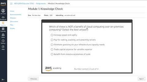 AWS Academy Cloud Foundation - Module 1 Knowledge Check - 2022 Version