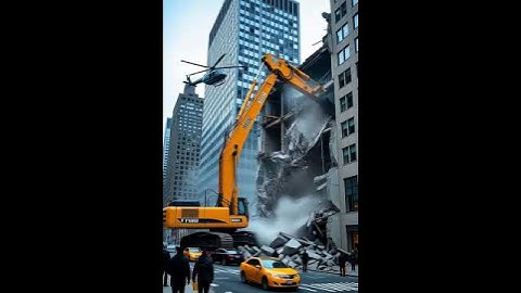 “Helicopter Drops Excavator on Skyscraper | Epic Building Demolition Scene”5🤩