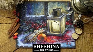 How to draw a Christmas still life with a lantern with soft pastels 🎨 REAL-TIME How to draw a Christmas still life with a lantern with soft pastels 🎨 REAL-TIME