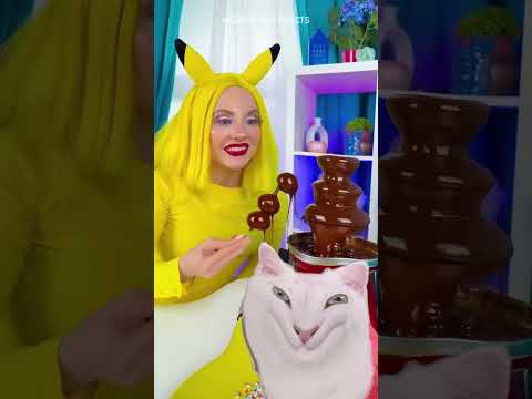 Yummy Chocolate Fountain with Jelly Eyes #reaction