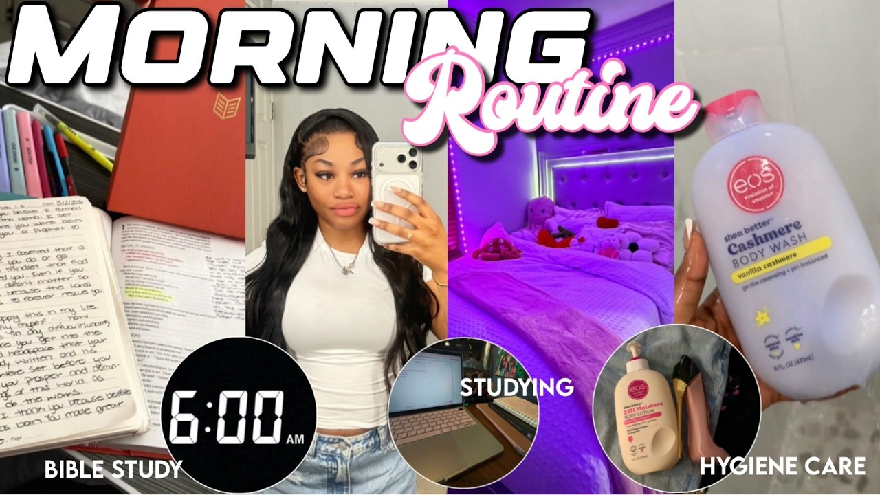 MY REALISTIC 6AM MORNING ROUTINE | GRWM | Bible Study, Studying, Hygiene Care