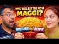 🍜 Who Will Eat the Most Maggi? Husband vs Wife Challenge 😆 #noodles #foodie #youtubeshorts #shorts