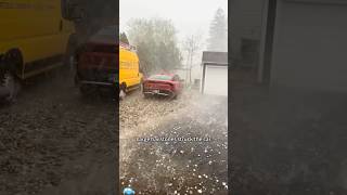 Large Hailstones Struck The Car