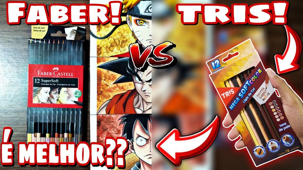 Faber Tons de pele vs Tris tons de pele Qual é melhor?? [ Drawing Naruto Goku And Luffy ]