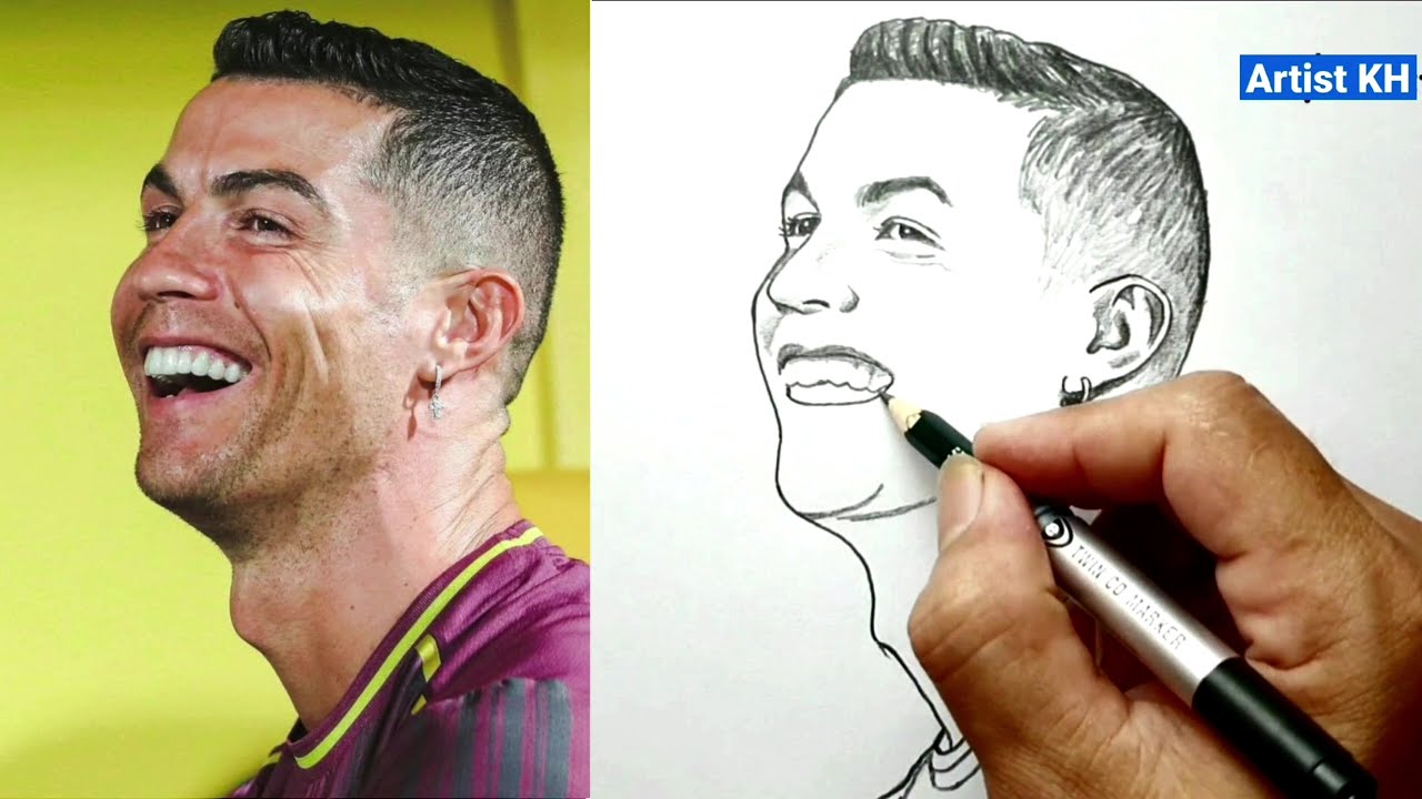 HOW TO DRAW REALISTIC CRISTIANO RONALDO TUTORIAL #ronaldo - YouTube