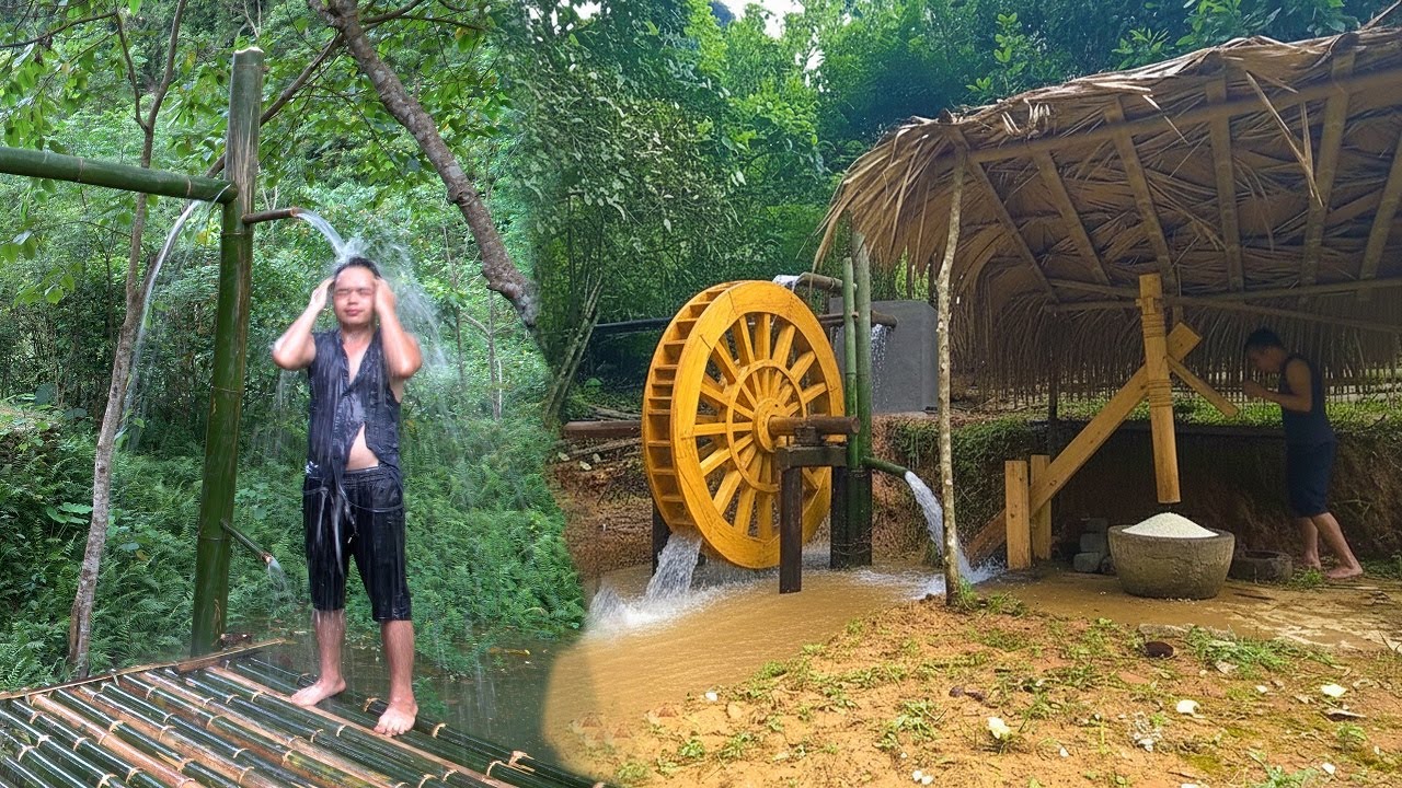 Operating automatic water wheels and rice mills, crafting shower heads from bamboo
