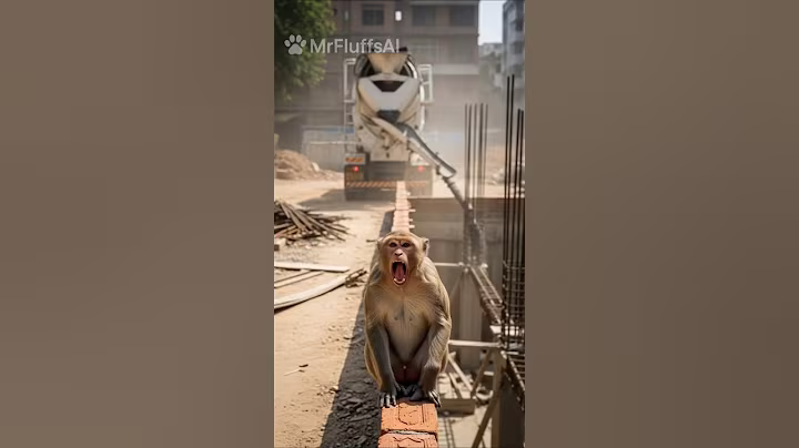 Monkey stops cement truck #ai #shorts #wildliferescue #monkey #viral #follow