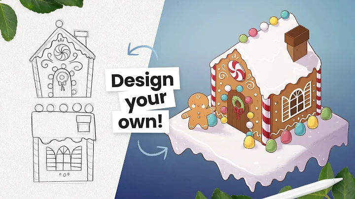 How To Draw An ISOMETRIC Gingerbread House  Free isometric brushes