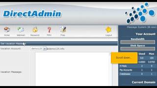 DirectAdmin - How to create vacation messages