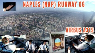 Naples (NAP) | Italy | Stunning approach over the city to runway 06 | Airbus pilots + cockpit views