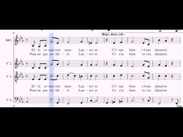 Chez Laurette refrain 4 voix