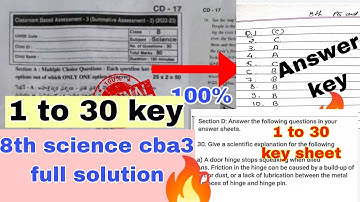 💯🔥Answer key 8th science ps and ns cba3 sa2 question paper 2023🔥ap 8th class science cba3 sa2 key