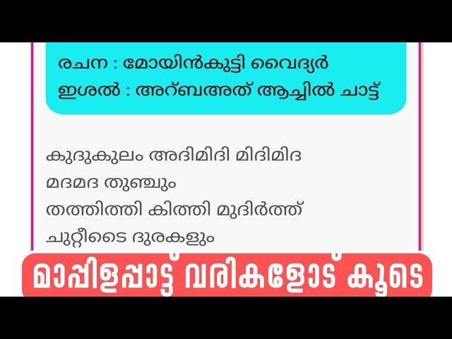 മാപ്പിളപ്പാട്ട് വരികളോട് കൂടെ mappilapattu with Lyrics Malayalam kathayath molike lyrics class=