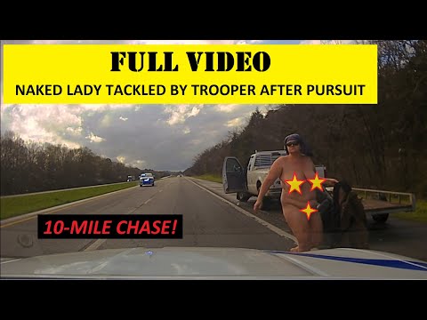 FULL VIDEO: Nude lady tackled by Arkansas State Police after stealing