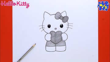 How to Draw Hello Kitty With Heart Easy