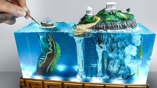 LOST ATLANTIS & GUARDIAN- How to make Greek Mythology Diorama-lamp/ epoxy resin art/ polymer clay