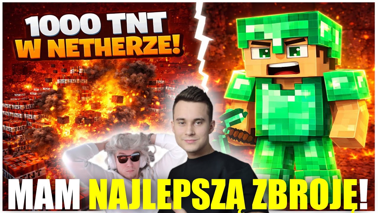 NETHER VS 1000 TNT 🔥😲 MAM NAJLEPSZĄ ZBROJĘ 😍 W POSZUKIWANIU NETHERITE ✅ 