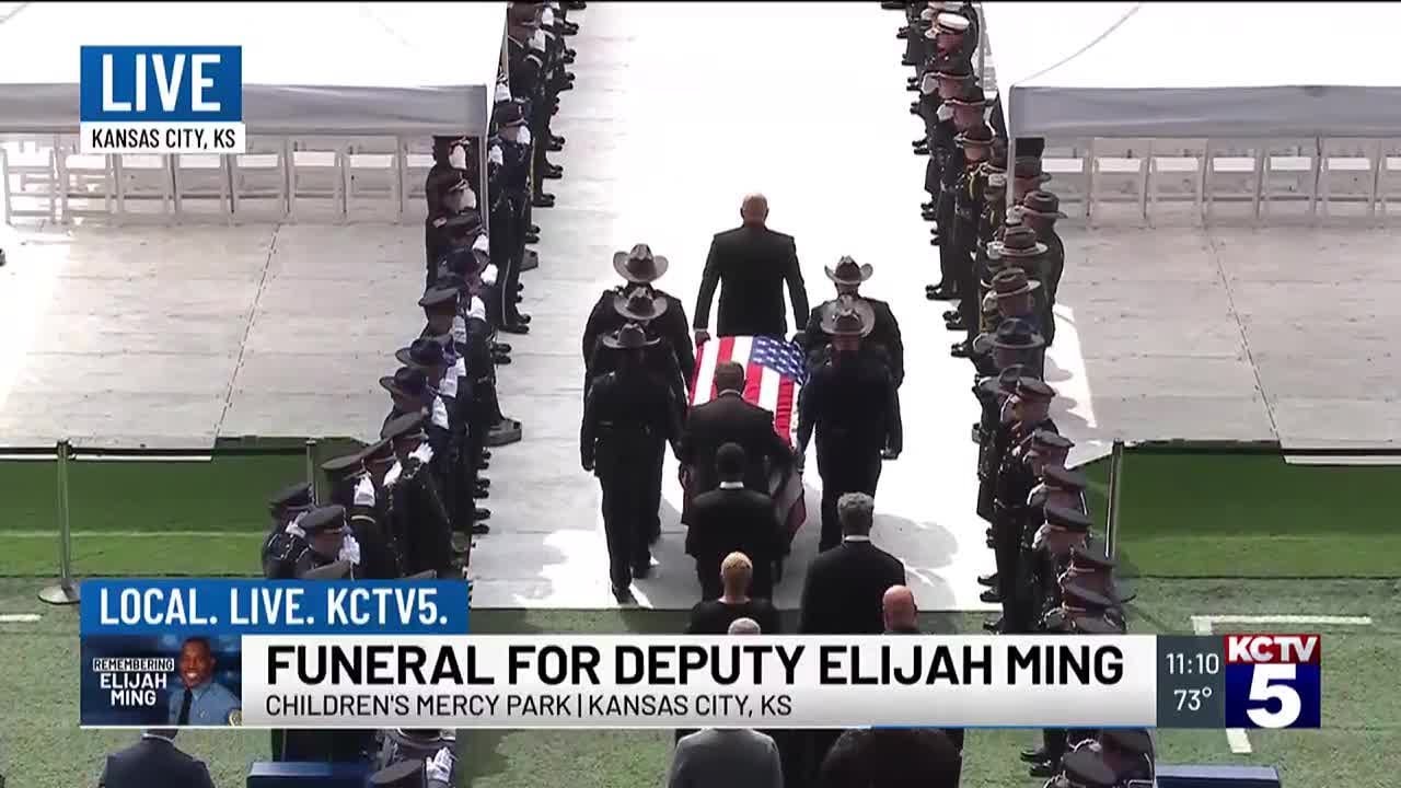 Casket of Elijah Ming ushered into Children's Mercy Park for funeral