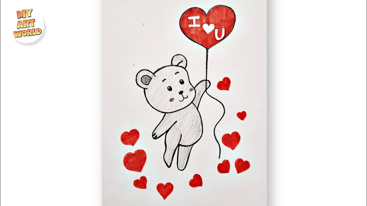 Teddy Bear with Red Heart for Coloring Graphic by wawadzgn · Creative  Fabrica