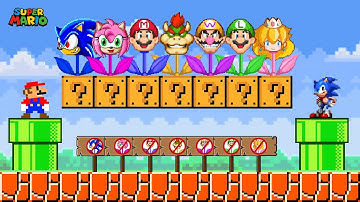 Super Mario Bros. but there are MORE Custom Flower All Characters! Part 2