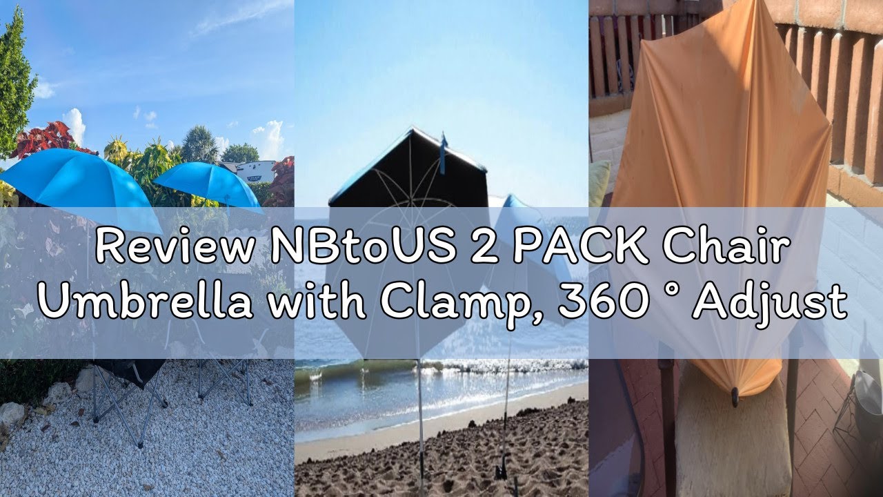 Review NBtoUS 2 PACK Chair Umbrella with Clamp, 360 ° Adjustable UPF50+ Umbrella for Beach Chair（Ink