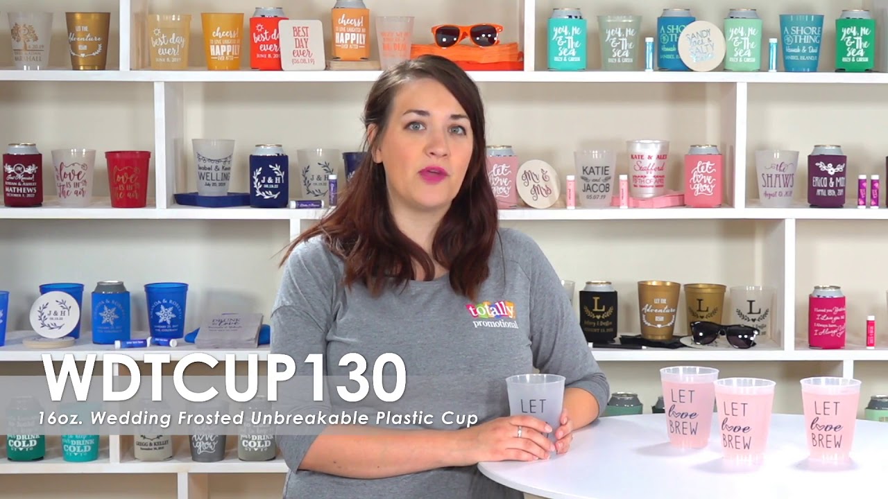 Wedding Favor Cups - 16oz. Wedding Frosted Unbreakable Plastic Cup  WDTCUP130