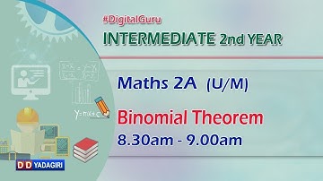 2nd Inter Maths 2A (U/M) || Binomial Theorem || Intermediate Education || December 04, 2020