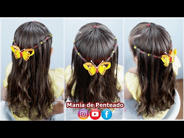 Day 16 style: split elastics into low ponytail  Penteados infantis, Penteado  infantil simples, Penteados