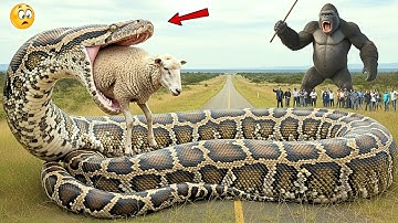 Brave King Kong Heroes Save Injured Poor Sheep From Giant Python Attacks