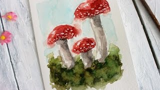 5-Day Spring Watercolor Card Challenge | Day -5 Mushroom Tutorial