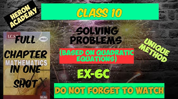 solving problems based on Quadratic equations class 10 icse Ex-6C //solving problems icse 10