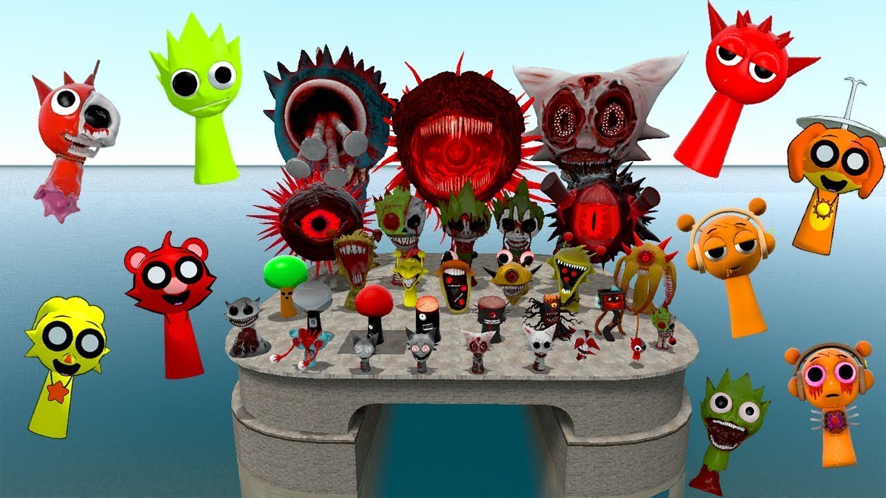 DESTROY ALL HORROR SPRUNKI FAMILY in FLATWATER Garry's Mod