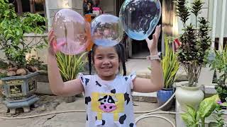 💨🎈🫧 Muội thổi bong bóng keo 3 màu 😮💖 Xí Muội Family 349 screenshot 3