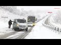 Zonguldak'ta yoğun kar yağışı ve tipi sürücülere zor anlar yaşattı