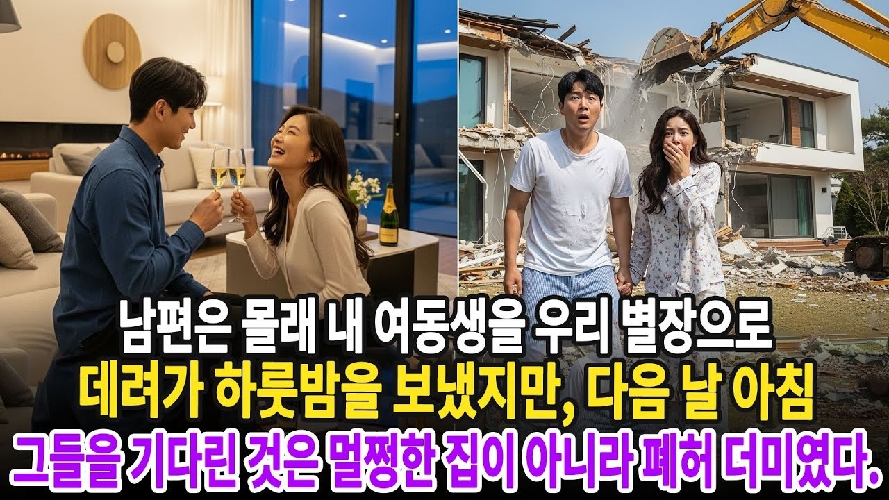 남편은 몰래 내 여동생을 우리 별장으로 데려가 하룻밤을 보냈지만, 다음 날 아침 그들을 기다린 것은 멀쩡한 집이 아니라 폐허 더미였다 ㅣ황혼연애ㅣ노후사연ㅣ재혼ㅣ오디오북   사