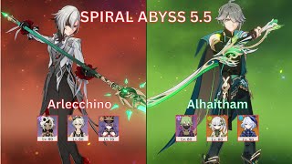 C0 Arlecchino Overload (New Meta) &amp; C0R1 Alhaitham Quickbloom | Spiral Abyss 5.5 | Genshin Impact