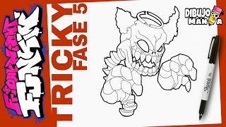 COMO DIBUJAR A TRICKY FASE 5 DE FRIDAY NIGHT FUNKIN | PASO A PASO | how to draw tricky phase 5 | fnf