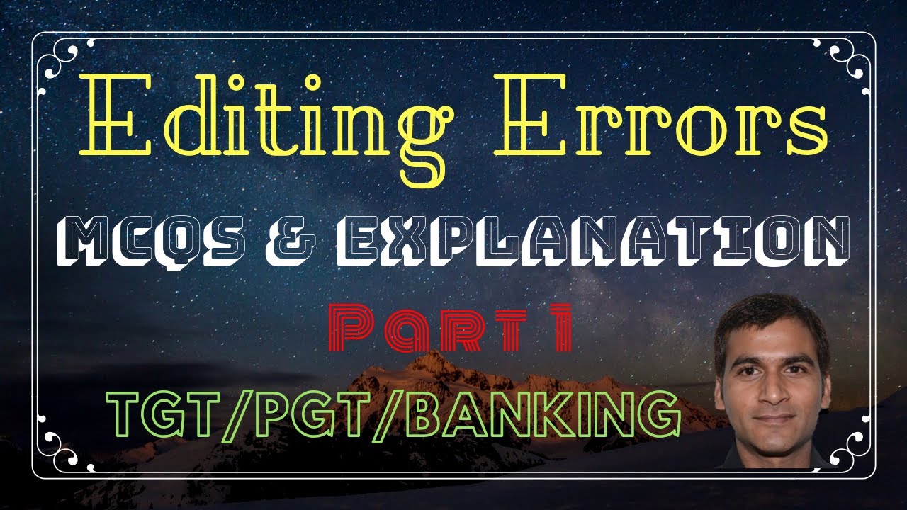 MCQs on Editing errors/Part 1/ TGT/PGT/Banking YouTube