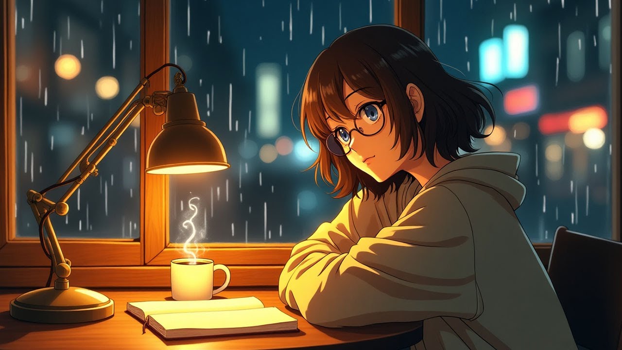 LoftRain 🌧️| 1Hr Lo-Fi Jazz Chillhop Rain Beats🎹Study, Rooftop Rain & Relax Vibes | No Copyright