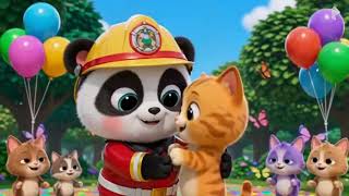 🐼🚒 Panda Firefighter Saves a Kitten! 🐱 | Helping Friends Song | Nursery Rhymes & Kids Songs